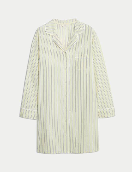 Chemise de nuit 100&nbsp;% coton à rayures