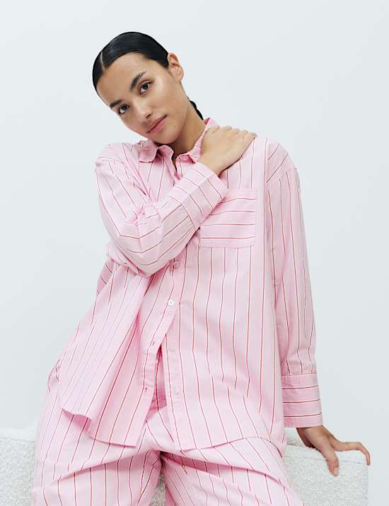 Pure Cotton Poplin Striped Pyjama Top