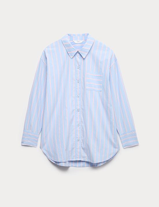 Pure Cotton Poplin Striped Pyjama Top