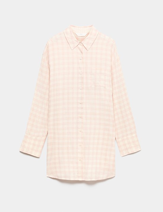 Brushed Cotton Blend Checked Nightshirt