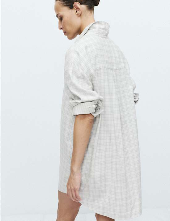 Brushed Cotton Blend Checked Nightshirt