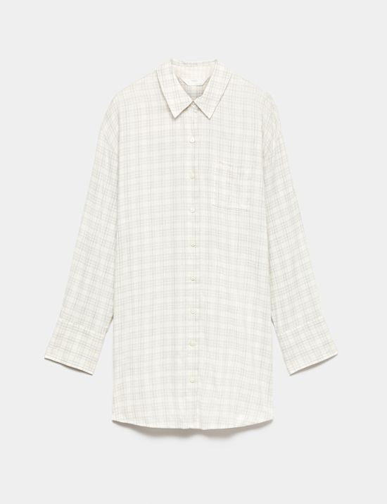 Brushed Cotton Blend Checked Nightshirt
