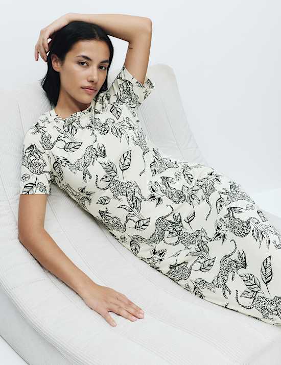 Cotton Modal Printed Long Nightdress
