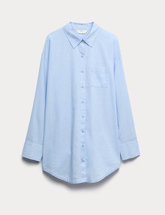 Chemise de nuit chambray 100 % coton avec encolure