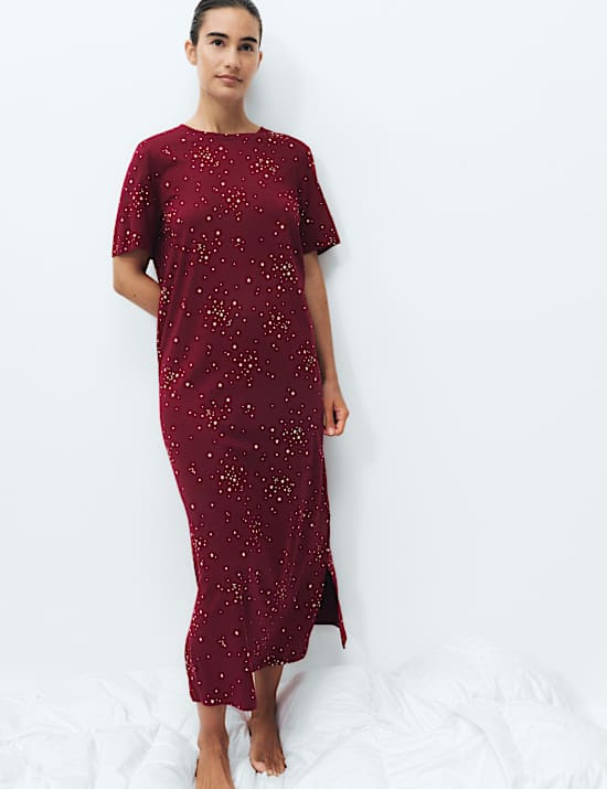 Cotton Modal Printed Long Nightdress