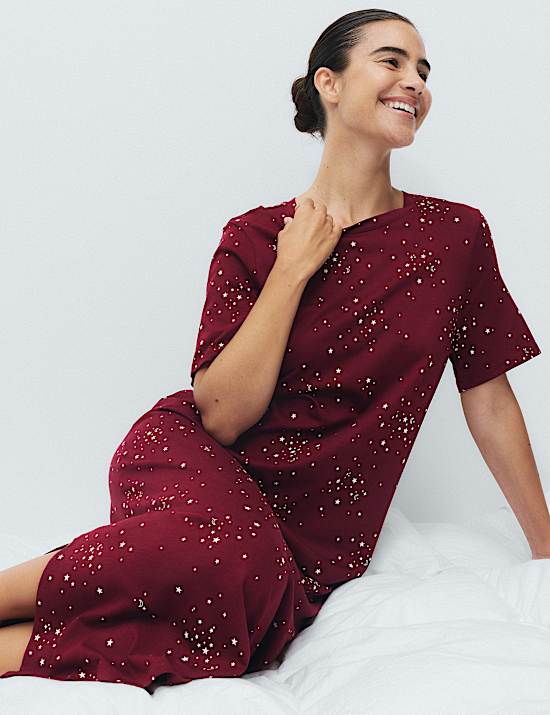 Cotton Modal Printed Long Nightdress