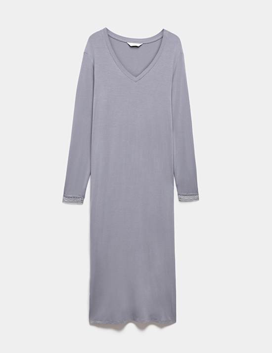 Lace Detail Long Sleeve Nightdress