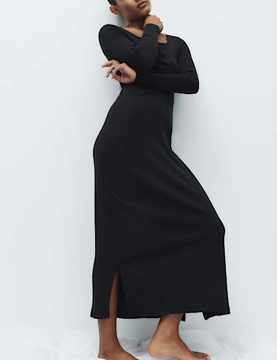 Cotton Modal Henley Long Nightdress