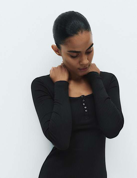 Cotton Modal Henley Long Nightdress