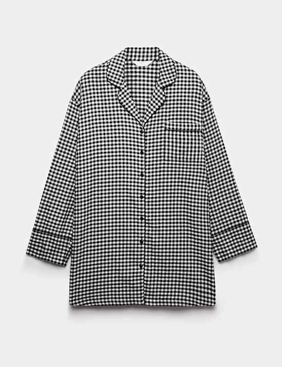 Pure Cotton Gingham Short Nightshirt