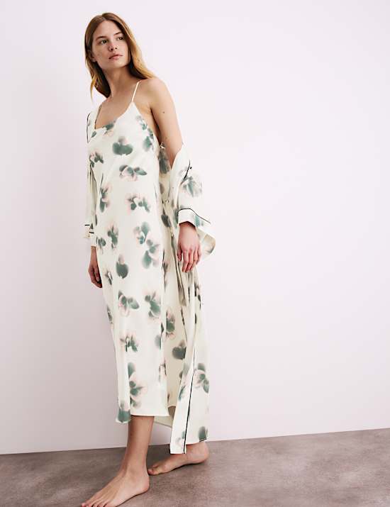 Satin Floral Long Chemise