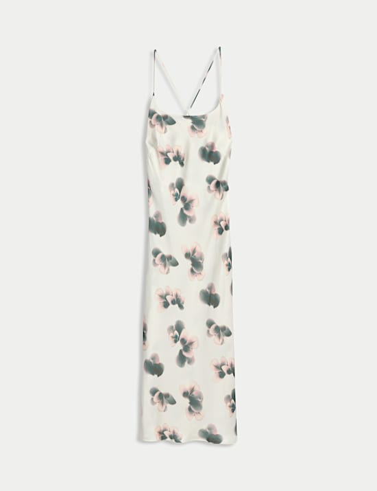 Satin Floral Long Chemise