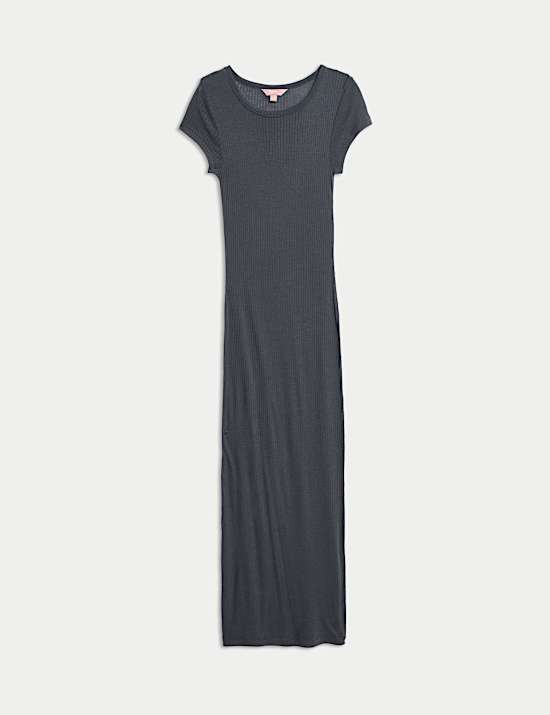 Ribbed Long Nightdress with Wool