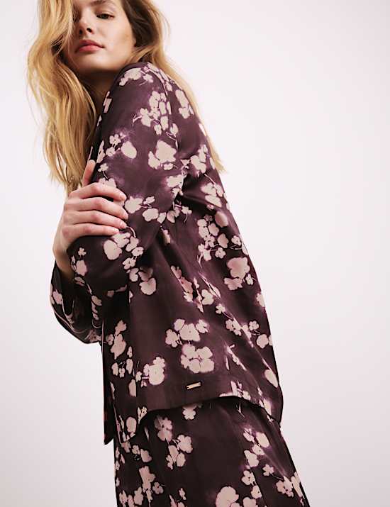 Satin-Schlafanzug-Set mit Blumenmotiv