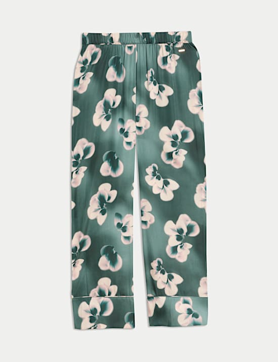 Parte de abajo de pijama de satén con estampado floral