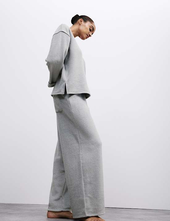 Lounge-Schlafanzugset aus Fleece mit Stehkragen