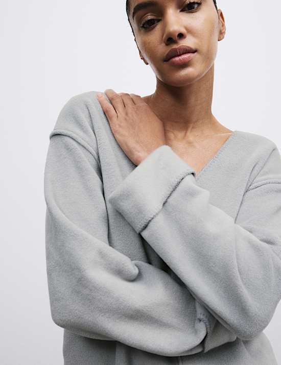 Lounge-Schlafanzugset aus Fleece mit Stehkragen