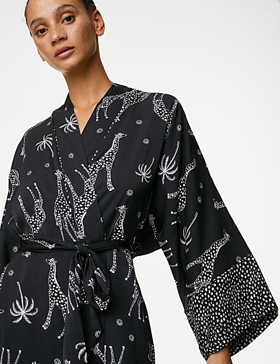 Dream Satin&trade; Printed Kimono Wrap