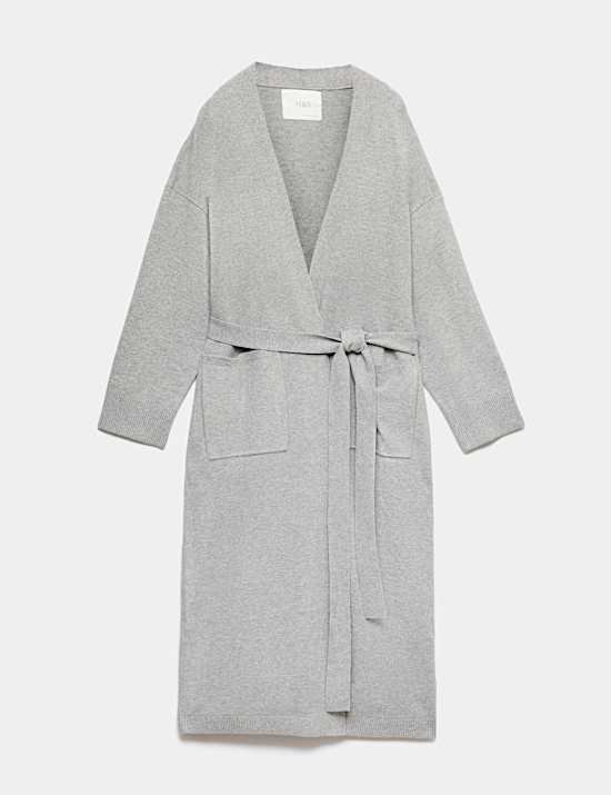 Knitted Longline Wrap with Cotton