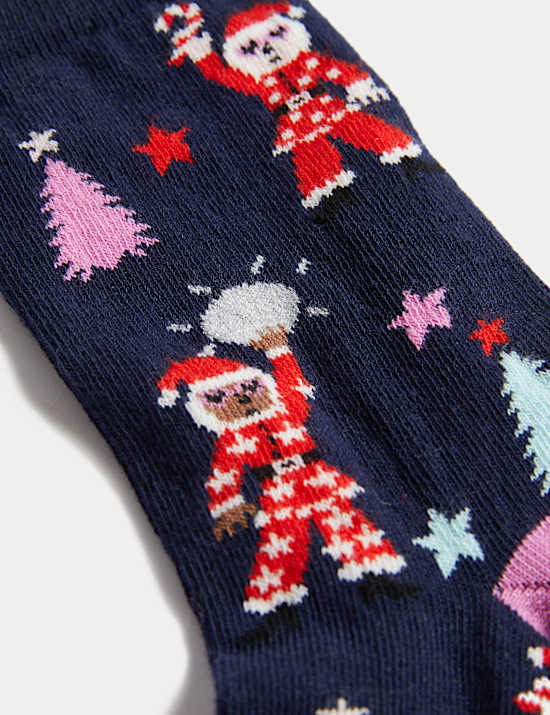 Cotton Rich Disco Santa Ankle High Socks