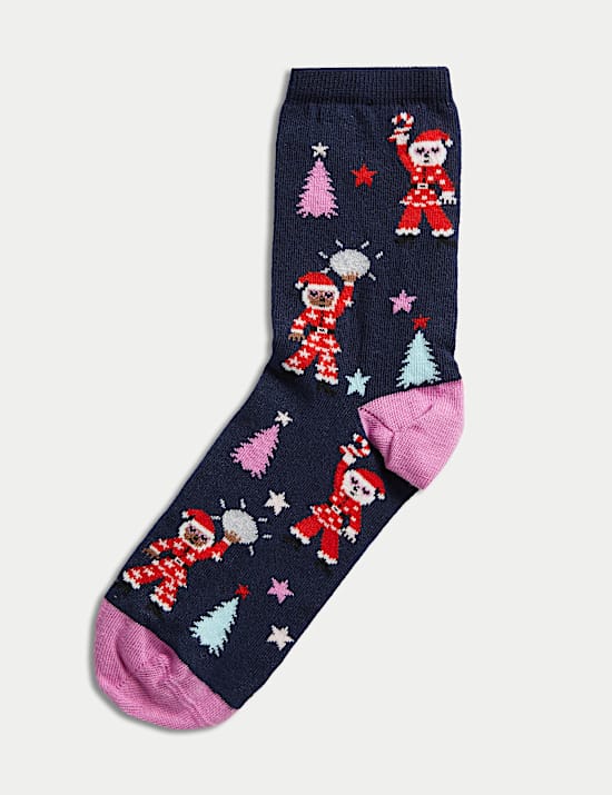 Cotton Rich Disco Santa Ankle High Socks