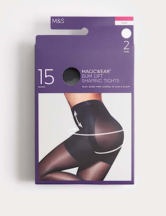2 Pack 15 Denier Magicwear&trade; Bum Lift Tights