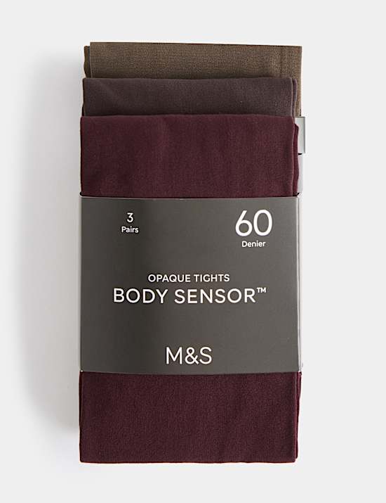 3 Pack 60 Denier Body Sensor&trade; Opaque Tights