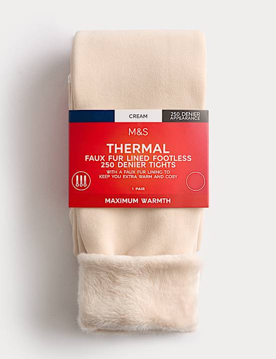 250 Denier Velour Lined Footless Tights