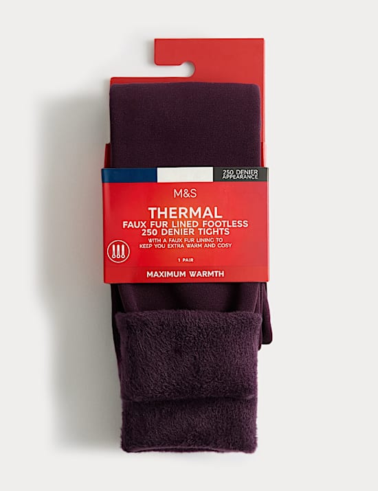 250 Denier Velour Lined Footless Tights