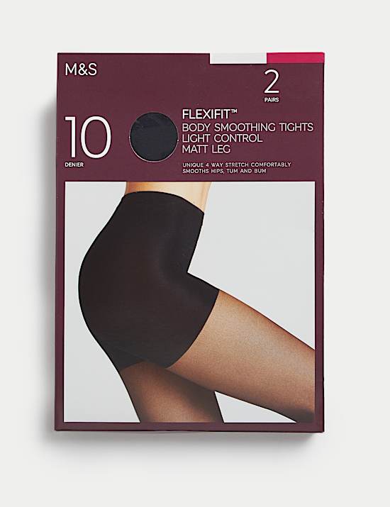 2pk Flexifit™ 10 Denier Light Control Sheer Tights