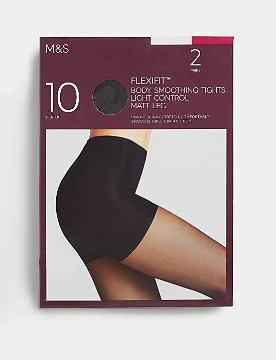 Průsvitné punčochové kalhoty Flexifit™, mírně zpevňující, 10&nbsp;DEN, 2&nbsp;ks v&nbsp;balení