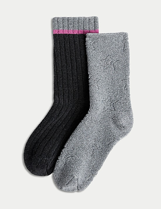 2pk Thermal Cotton Rich Ankle High Socks