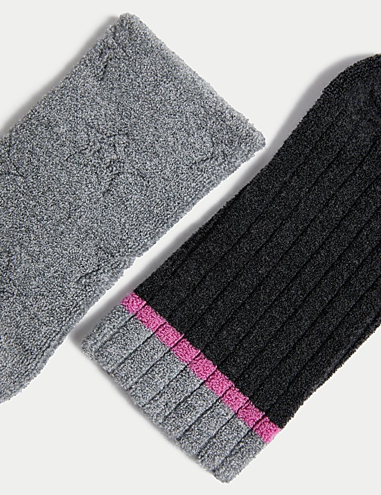 2pk Thermal Cotton Rich Ankle High Socks