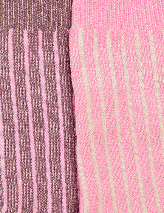 Ισοθερμικές ριγέ κάλτσες μέχρι τον αστράγαλο, σετ των 2