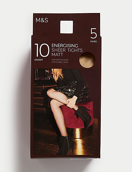 5pk 10 Denier Energising Matt Tights
