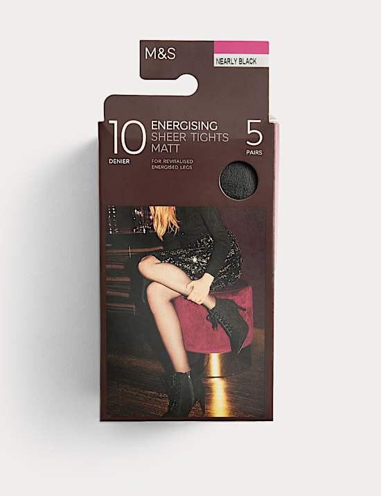 5pk 10 Denier Energising Matt Tights
