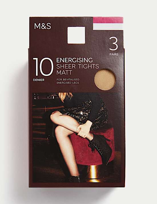 3pk 10 Denier Energising Sheer Tights