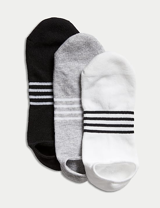3 pak Sepatu Trainer Liners™ Bahan Katun Motif Garis
