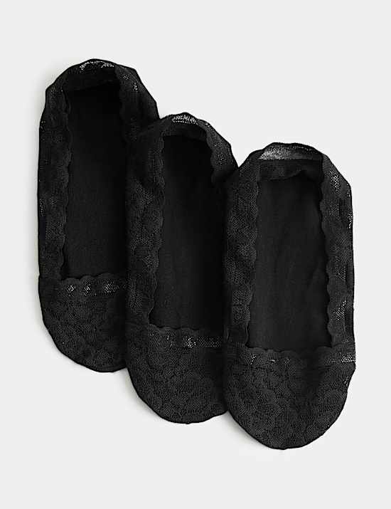 3 Pack Cotton Blend Lace Footsies