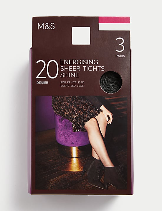 3pk 20 Denier Energising Sheer Tights