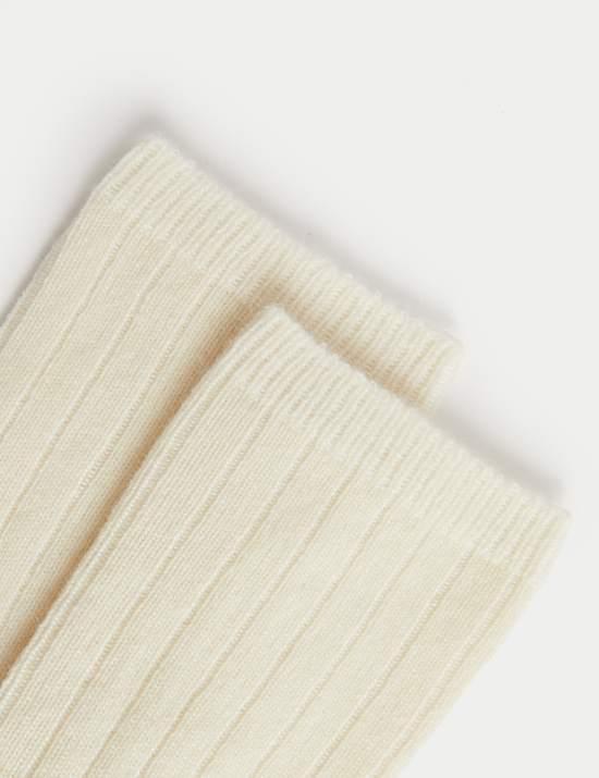 Cashmere Blend Ribbed Ankle High Socks