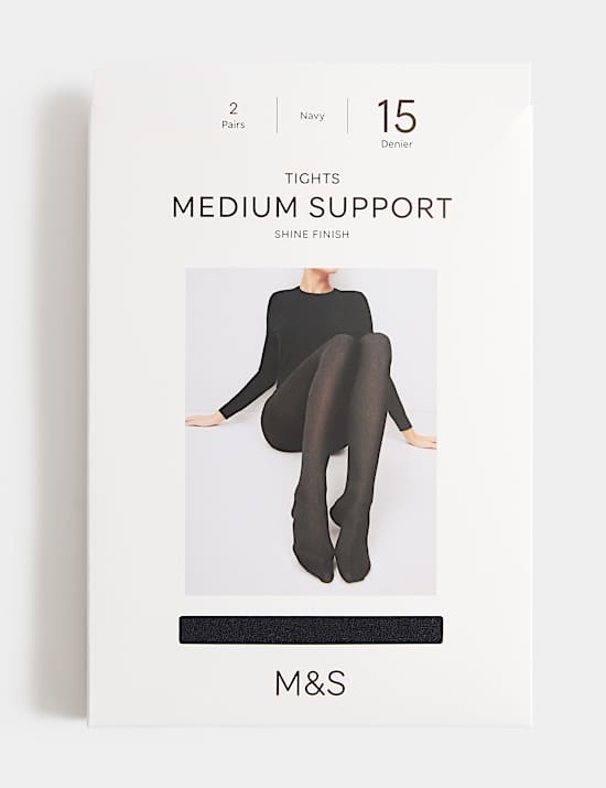 15 Denier Medium Support 2 Pack Tights