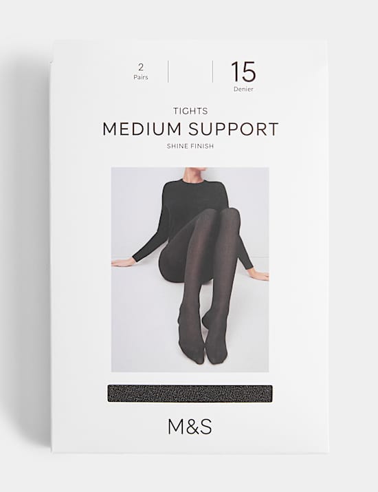 15 Denier Medium Support 2 Pack Tights