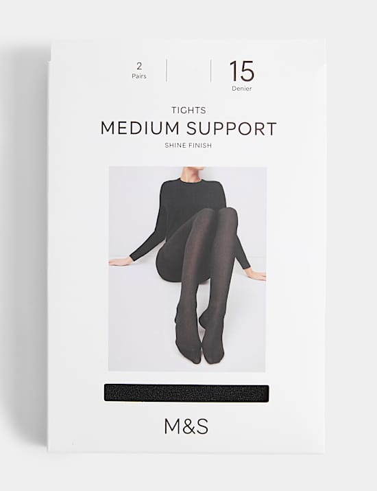 15 Denier Medium Support 2 Pack Tights