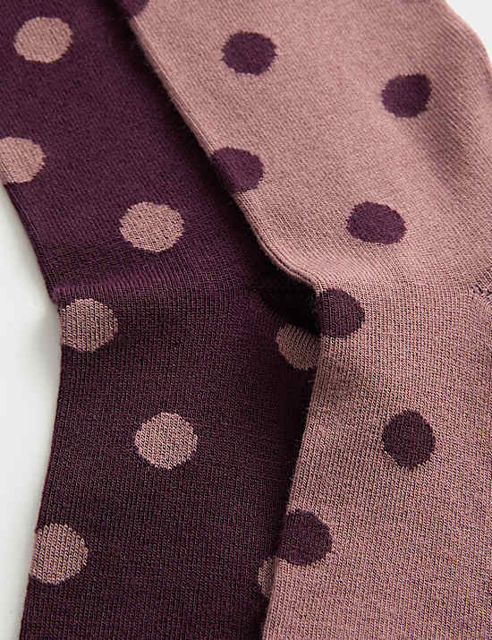 2 Pack Supersoft Spot Print Crew Socks