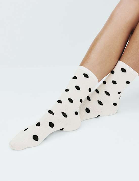 2 Pack Supersoft Spot Print Crew Socks