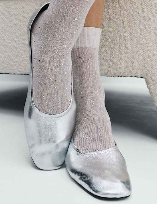 Glitter Embellished Crew Socks