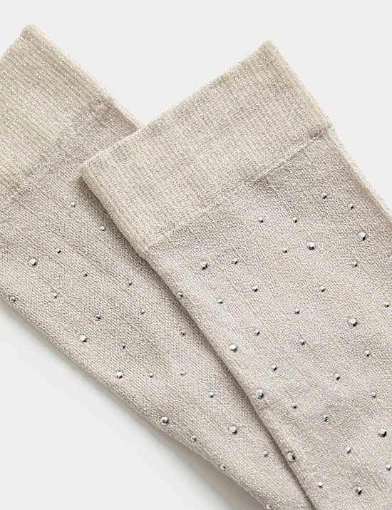 Glitter Embellished Crew Socks