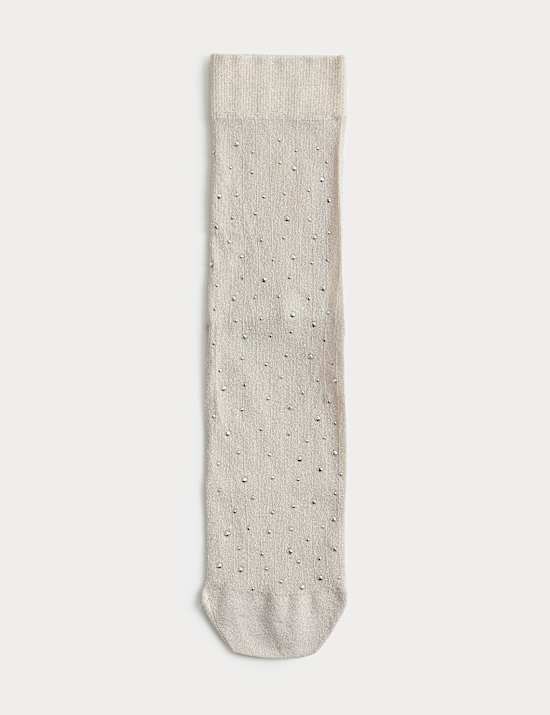 Glitter Embellished Crew Socks