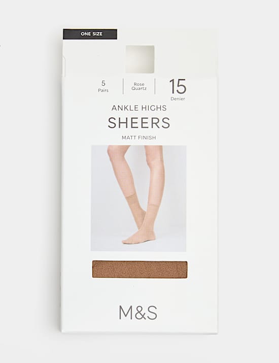 5 Pack 15 Denier Matt Ankle Highs